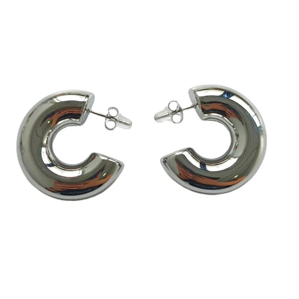 Aros grandes acero inoxidable plateado