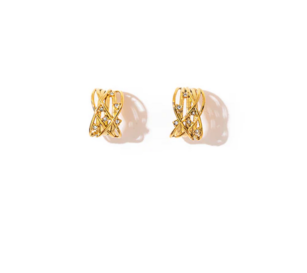 Pendientes Acero Inoxidable Dorado con Piedras