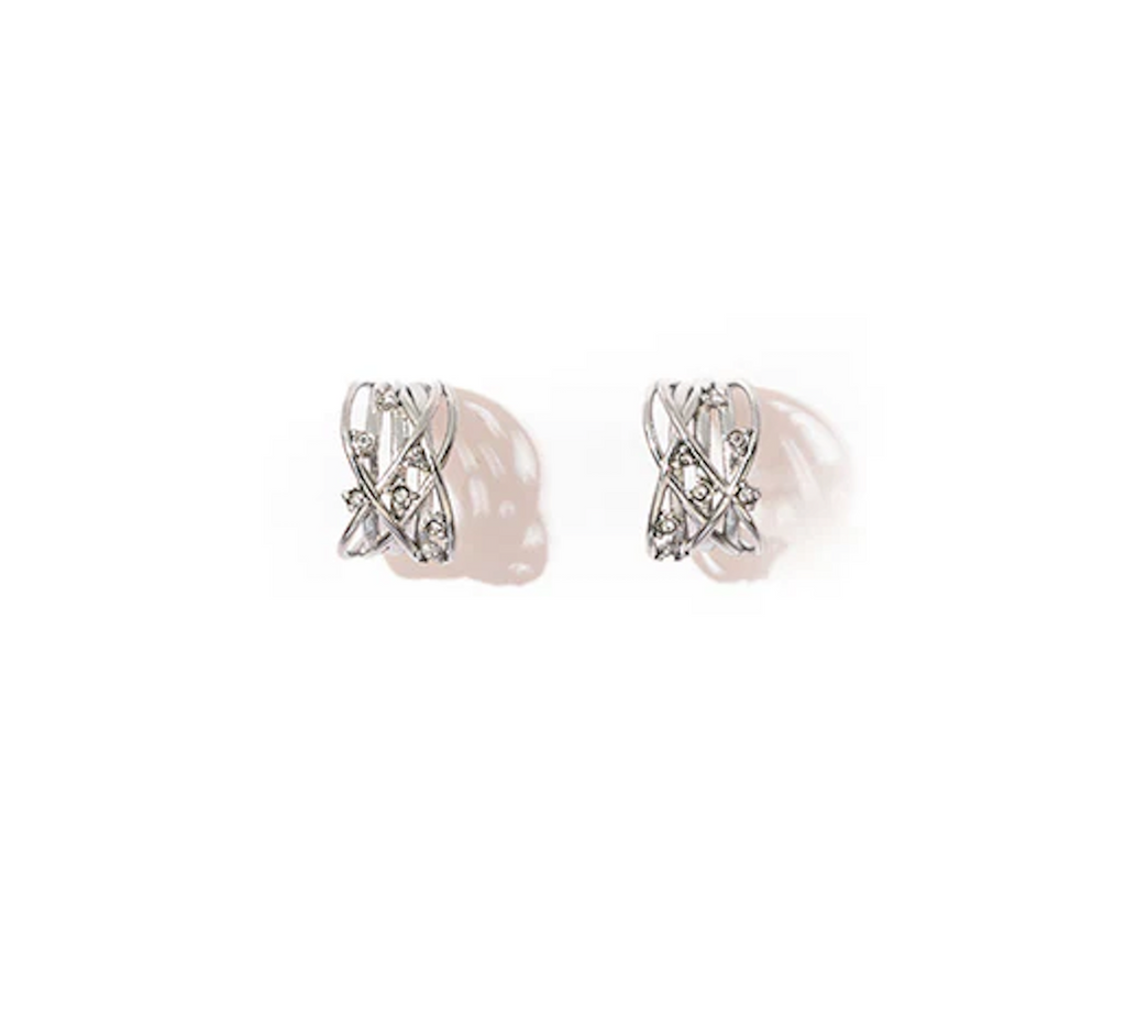 Pendientes Acero Plateado con Piedras
