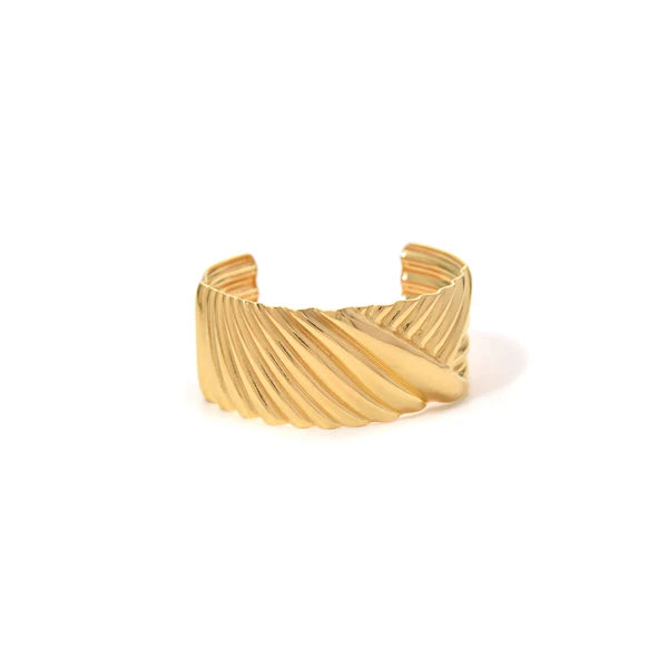 Brazalete Acero Dorado Ondas