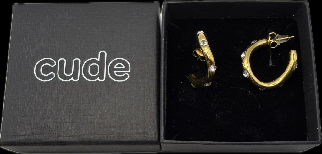 Pendientes Acero Inoxidable Dorados Irregulares con Piedras