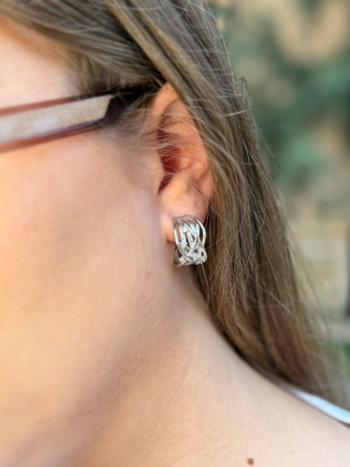 Pendientes Acero Plateado con Piedras
